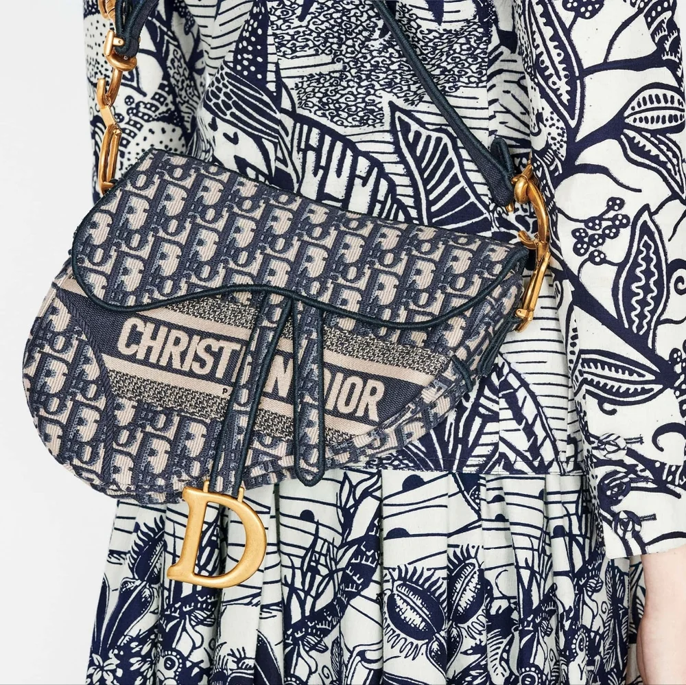 NEW! Authenticated Saddle Hand Bag Blue Dior Oblique Embroidery Iconic MSRP$5100 - Picture 6 of 16